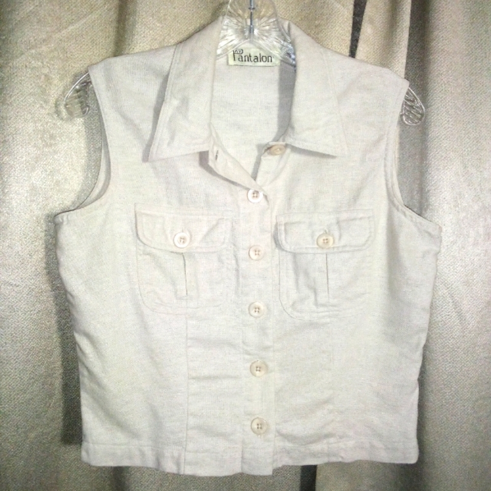 Vintage My Pantalon Linen and Cotton Blend Vest Size S